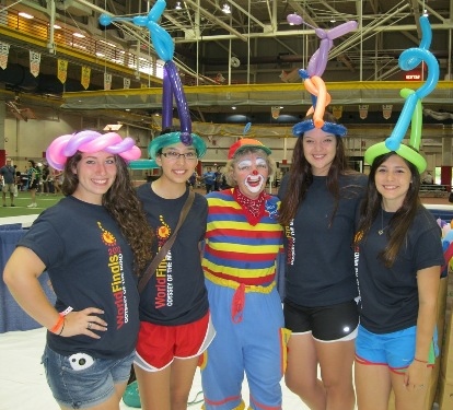 Sally twisting balloons at Odyssey of the Minds event in Ames Iowa